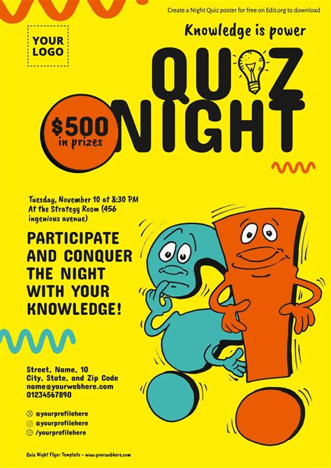 quiz night poster template